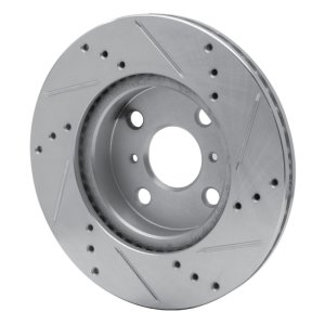 Scion iQ Brake Rotor (1) - Front Left - R1 Concepts - Drilled & Slotted - Silver - `12-`15